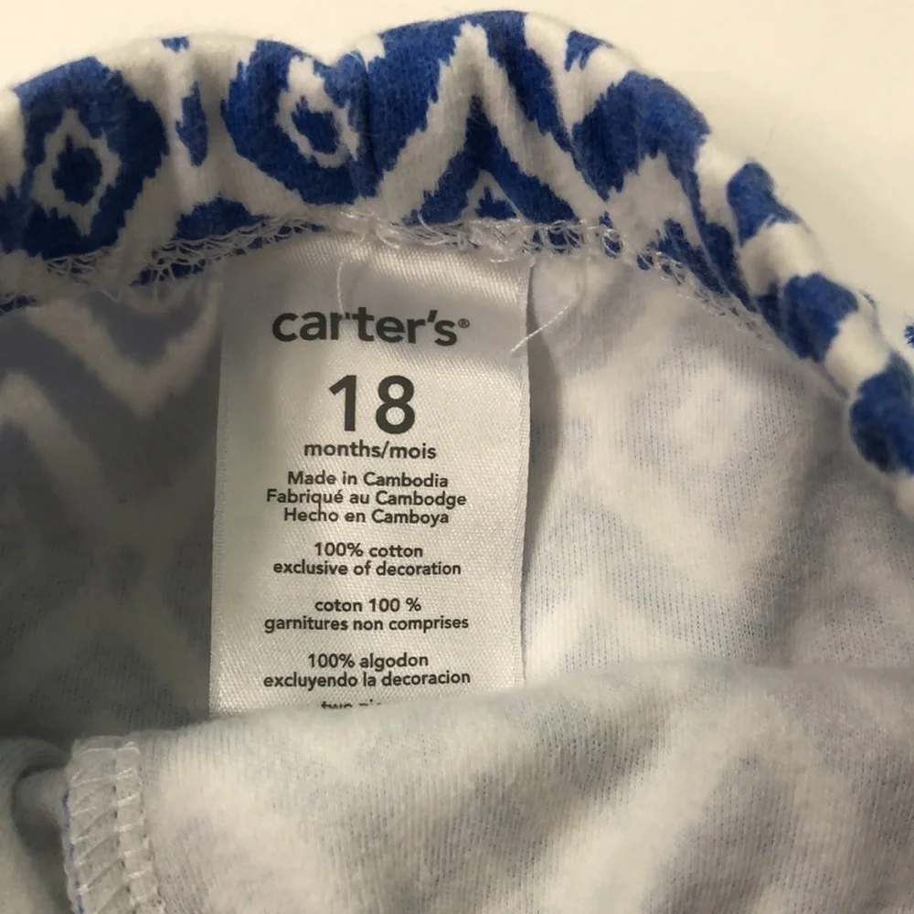 3/$25.00 CARTERS BLUE & WHITE LEGGINGS